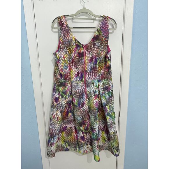 New York & Co Dress Size 14 Pink Abstract Honeycomb Textured Fairy Core Easter - Picture 5 of 9